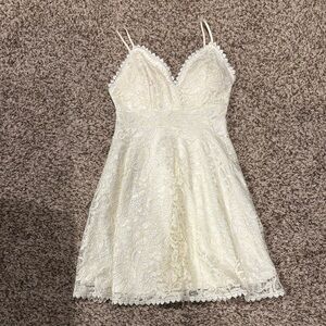 White Lace Spaghetti Strap Dress